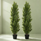 Artificial Pine Tree Set of 2 – Faux Greenery Shaped Christmas Trees for Indoor & Outdoor, Courtyard, Front Door & Holiday Decor