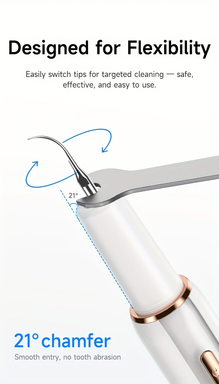 Rechargeable Electric Tooth Cleaner – 5-Speed Dental Plaque Remover with LED Light, USB Charging, Mirror & 2 Replaceable Brush Heads, Teeth Gap Cleaning Tool