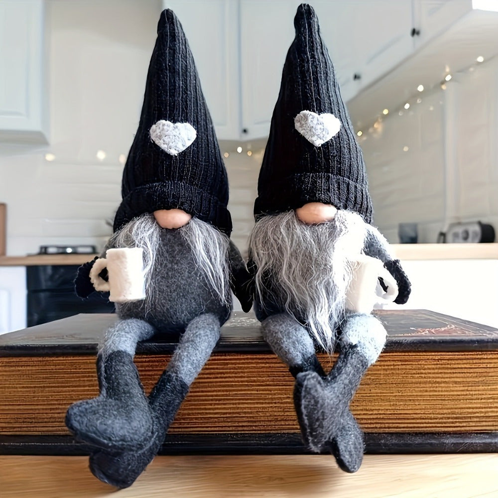 Gnome Home Decor Set of 2 Collectible Gnome Figurines Holiday Decor for Living Room Bedroom Office Desktop Ornaments Birthday Mothers Day Fathers Day Gifts for Women Men Cute Scandinavian Tomte Shelf Decor