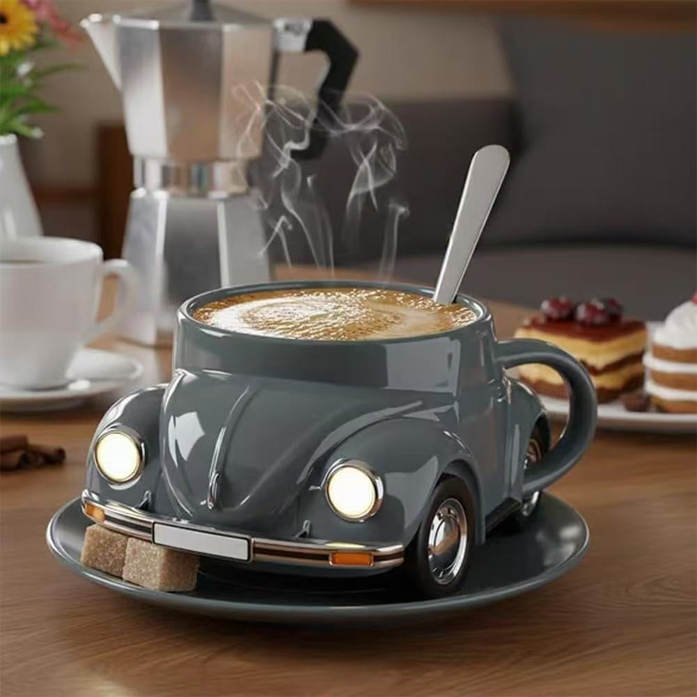 Vintage Car Shaped Resin Mug Ornament, Retro Classic Auto Coffee Cup Sculpture for Desktop, Office & Car Dashboard Decor, Unique Collectible Gift for Car Enthusiasts in 8 Colors
