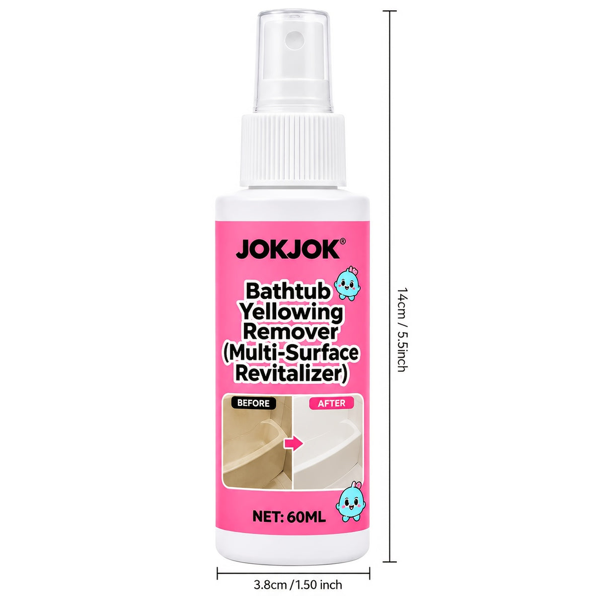 Bathtub Yellow Stain Remover Spray, Fast-Acting Acrylic & Plastic Surface Cleaner, Restores Natural Shine on Tubs, Appliances & Auto Parts