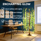 Willow Tree Floor Lamp LED Lighted Artificial Weeping Willow USB Powered Warm White Indoor Tree Light for Home Bedroom Living Room Mother's Day Decor
