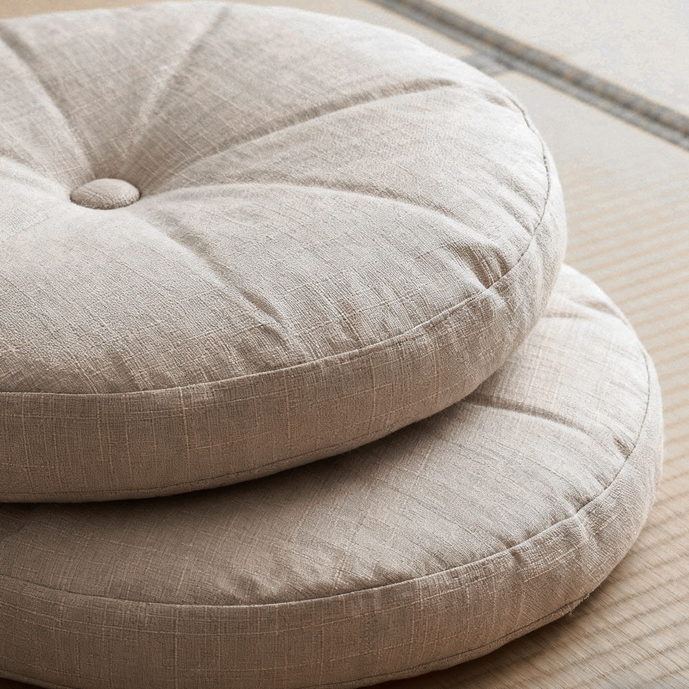 Round Seat Cushion 40x40cm 15cm Thick Firm Futon Meditation Mat Removable Linen Cover Chair Pad for Office Dining Chair Home Decor All Seasons Christmas