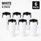 30oz Stainless Steel Insulated Tumbler 6-Pack with Handle, Lid & Straw – Double Wall Vacuum Travel Cups, Colorful Gift Set for Coffee, Cold Drinks & Daily Use | Black, Red, White & More