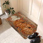 Fall Pumpkin Doormat Non-Slip Flannel Indoor Floor Mat - Autumn Polka Dot Soft Rug for Entryway Bedroom Living Room Kitchen, Farmhouse Halloween Thanksgiving Home Decor