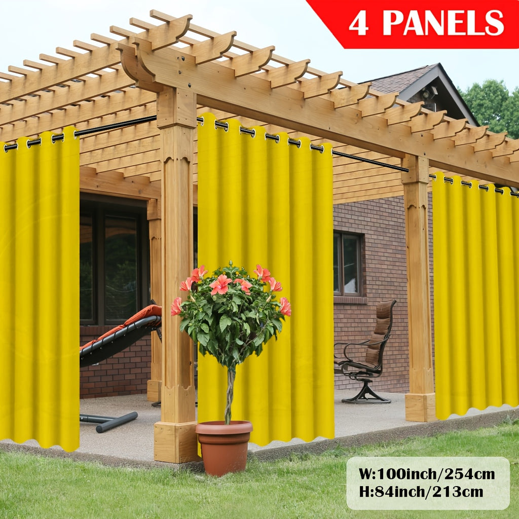 Outdoor Curtain Panels for Patio Gazebo Porch – Weather-Resistant, Light-Filtering Sun Block Privacy Drapes, 4 Panels, Multiple Sizes & Colors