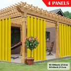 Outdoor Curtain Panels for Patio Gazebo Porch – Weather-Resistant, Light-Filtering Sun Block Privacy Drapes, 4 Panels, Multiple Sizes & Colors