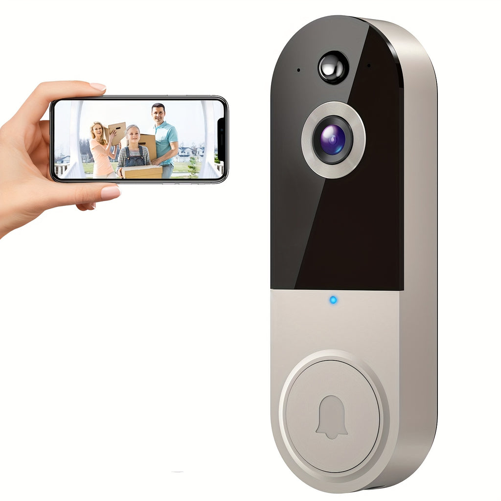 1080P Video Doorbell Camera Wireless – Intelligent Body Detection, Two-Way Audio, Infrared Night Vision, Cloud Storage, Real-Time View, 5200mAh Battery, Black Linen