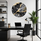 Modern Large Glass Wall Clock with Marble Texture – Silent Non-Ticking, 14, 20 & 24 Inch, AA Battery, Luxury Wall Decor for Living Room, Bedroom, Kitchen & Office, Housewarming Gift