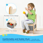 Kids Wood Table and Chair Set 3-in-1 – Double-Sided Desktop, Built-In Toy Storage, Ideal for Nursery Playroom Daycare, New Version & Multifunctional Aesthetic Style
