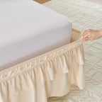Dust Ruffle Bed Skirt 16 Inch Drop Elastic Wrap Around – Double Ruffle Easy Install Machine Washable, Twin Full Queen King CK, 10 Colors
