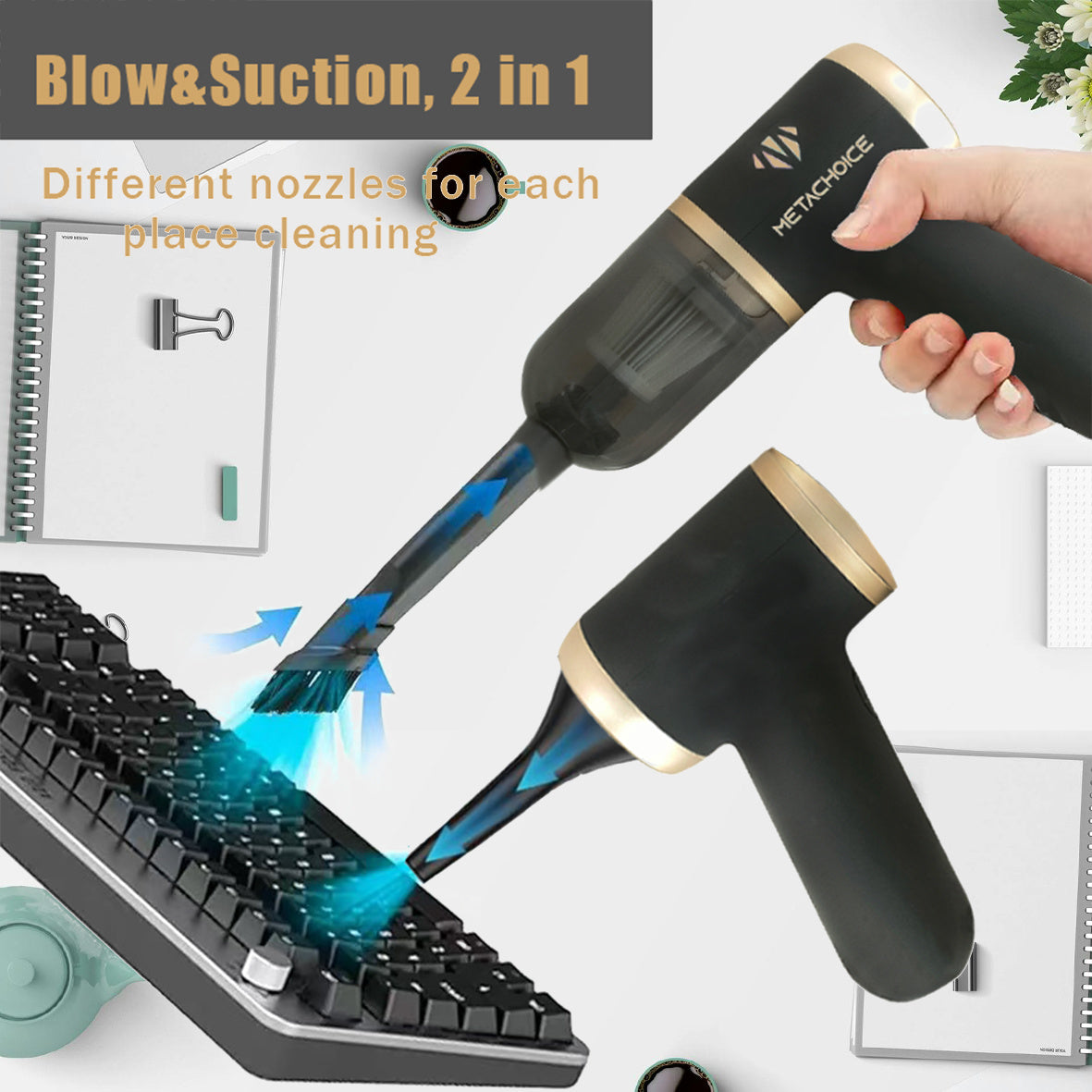 Cordless Handheld Vacuum Cleaner 12KPa High Suction – Blow & Suction Dual Mode, Ultra-Lightweight 12.2oz, 2x2000mAh Battery, Type-C Charging, Mini Portable Vacuum for Car Home Office Pet Hair