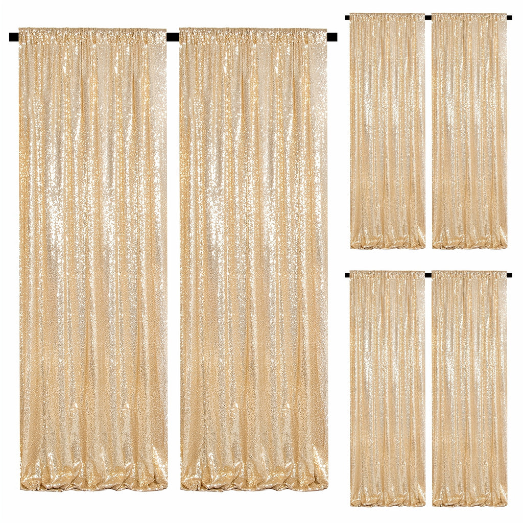 Sequin Curtains Backdrop 4 & 6 Panels 2x8FT - Shimmer Glitter Party Backdrop Curtain for Wedding Birthday Bachelorette Photo Booth, 25 Colors Reusable Event Decoration