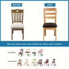 Waterproof Faux Leather Dining Chair Seat Covers 4/6 Pack – Stretch PU Fabric Removable Washable Chair Cushion Slipcovers for Dining Room Kitchen Hotel Home Decor, Hook & Loop Closure