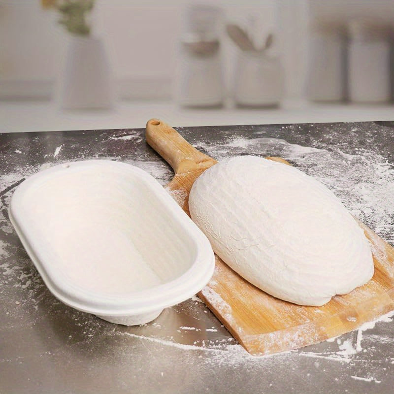Bread Proofing Basket Banneton 10 Inch - Natural Wood Pulp Non-Stick Grooved Sourdough Proofing Basket for Artisan Bread Baking, Uniform Rise, Oval & Round Options