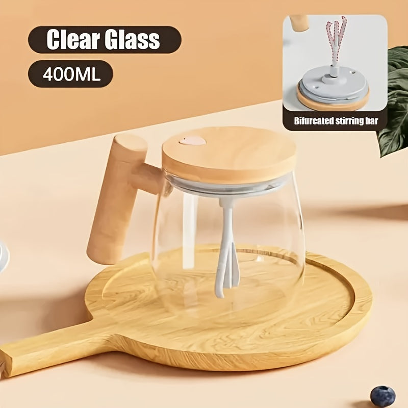 Electric Self-Mixing Mug 13.53oz Borosilicate Glass Auto Stirring Coffee Mug 6000 RPM Battery Powered for Coffee Milk Protein Powder