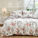Floral Botanical Duvet Cover Set Reversible Ultra-Soft Microfiber with Pillowcases Twin Full Queen King 3 Colors