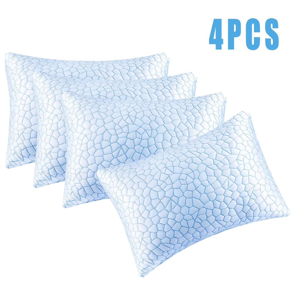 Firm Supportive Sleep Pillows Set 2/4 Pack – Hotel-Grade Cool-Touch, Soft Fiber Fill, Back Stomach Side Sleeper Pillow Standard Queen King