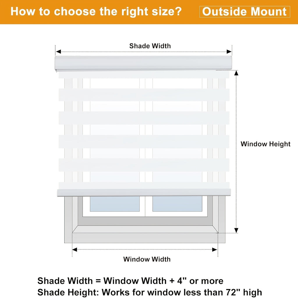 Cordless Zebra Blinds for Windows - Dual Layer Light Filtering & Blackout Roller Shades, Easy Install Custom Width 20"-64" x 72"H, Modern Window Treatment for Bedroom Living Room, 4 Colors