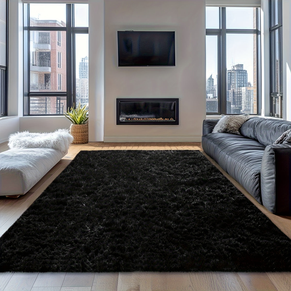 Velvet Shag Area Rug with Non-Slip Backing – Super Soft Plush Indoor Carpet for Living Room, Bedroom & Kitchen, Tie-Dye & Solid Colors, 5 Sizes