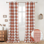 Buffalo Plaid Blackout Curtains Farmhouse Thermal Insulated Drapes | Room Darkening Window Panels for Bedroom Dining Room, 9 Colors 14 Sizes, Single or 2-Panel Set