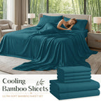 Cooling Bamboo Sheet Sets Deep Pocket 16 Inch Moisture-Wicking Breathable Soft 1800 Thread Count Fitted Sheet Twin Full Queen King All Season