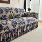 Printed Skirt Design Sofa Cover with Anti-Slip Fixing Rods – High Elasticity Four-Season Fiber Slipcover Keeps Sofa Neat & Beautiful