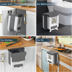 Foldable Wall Mounted Trash Can 2.64 Gallon Space Saving Large Capacity for Kitchen Bathroom Bedroom Office Car RV Multi Use No Lid White Gray