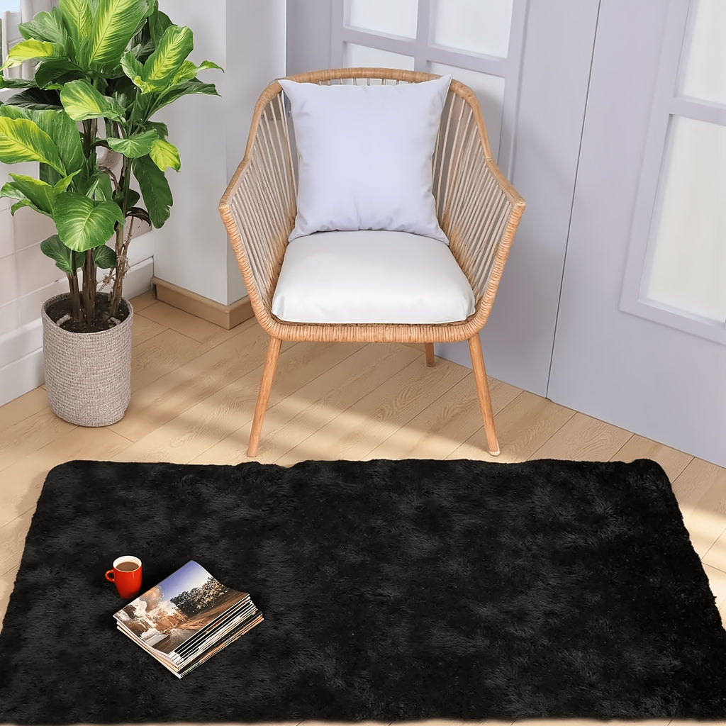 Fluffy Plush Area Rug 1.6 Inch Thick Non-Slip Machine Washable Polyester Tie Dye Rectangle Carpet for Living Room Bedroom Multiple Sizes and Colors