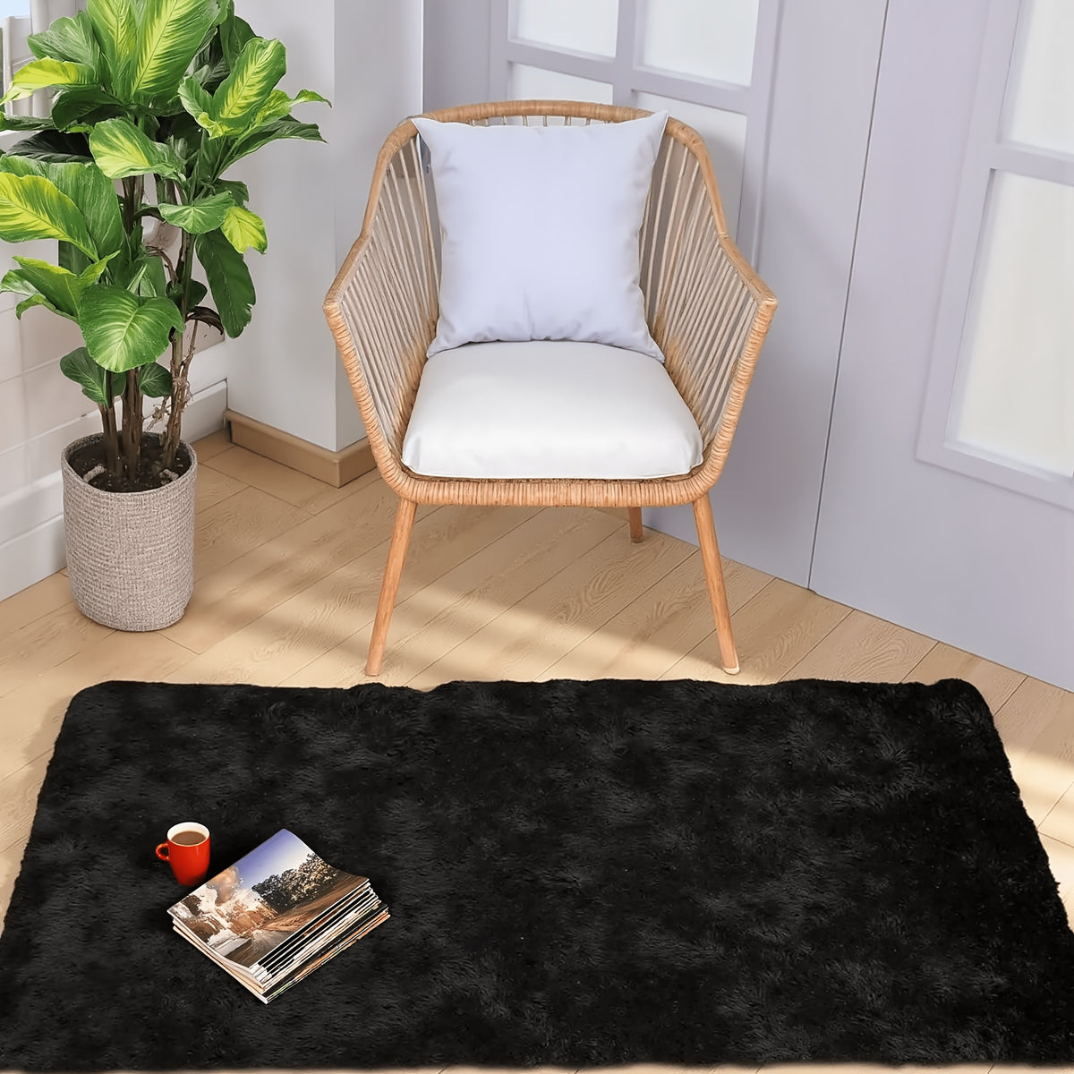 Fluffy Plush Area Rug 1.6 Inch Thick Non-Slip Machine Washable Polyester Tie Dye Rectangle Carpet for Living Room Bedroom Multiple Sizes and Colors