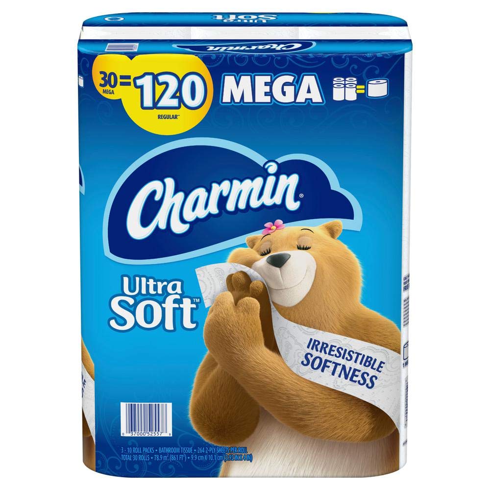 Ultra Soft 2-Ply Toilet Paper 30 Mega Rolls (120 Regular Rolls) 284 Sheets Per Roll - Premium Bath Tissue Bulk Pack for Home & Family