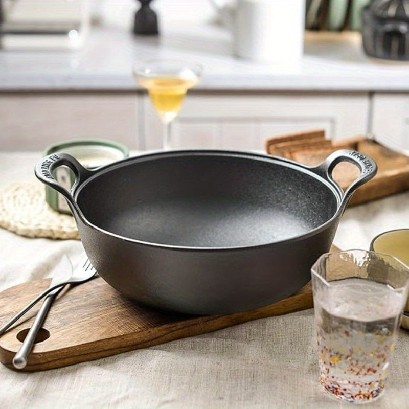 Heavy Duty Cast Iron Skillet 7.87in 20cm Dual Handle Nonstick No Lid Even Heat for Home BBQ Camping Oven Stovetop Grilling Steaks Baking
