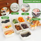Snack Box Container Tray with Lid & Separate Compartments 2-Pack – Dishwasher-Safe PET Plastic Food Storage Organizer for Picnics, Travel, Parties, Lunchboxes & Office