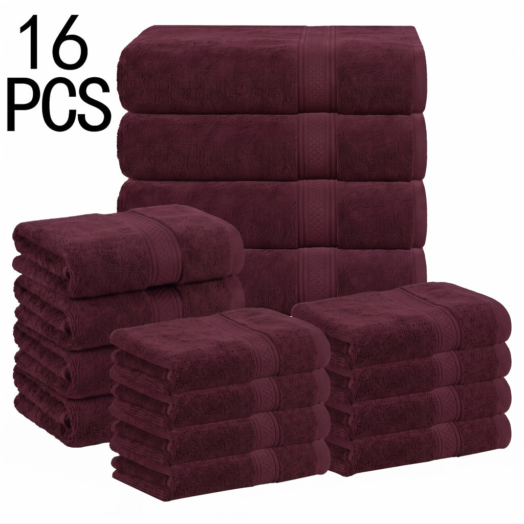 Bath Towel Set 8 or 16 Pcs – Soft Absorbent Quick-Dry Thick Towels with Bath Towels, Hand Towels & Washcloths for Family Hotel Travel, 10 Color Options