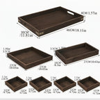 7-Piece Rustic Rectangular Serving Trays with Handles Vintage Elegance Tea Coffee Snack Fruit Dessert Tray Set for Kitchen Living Room