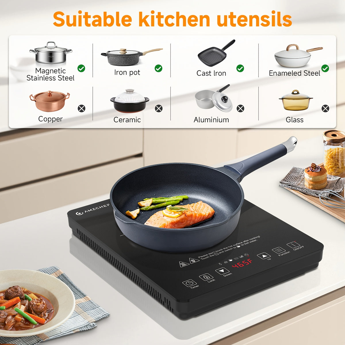 1800W Induction Cooktop Single Burner Countertop Cooker with Intelligent Touch Control, Multi-Level Power, Timer & Overheating Protection — Portable Induction Stove for Home, Dorm & Gifting, Black