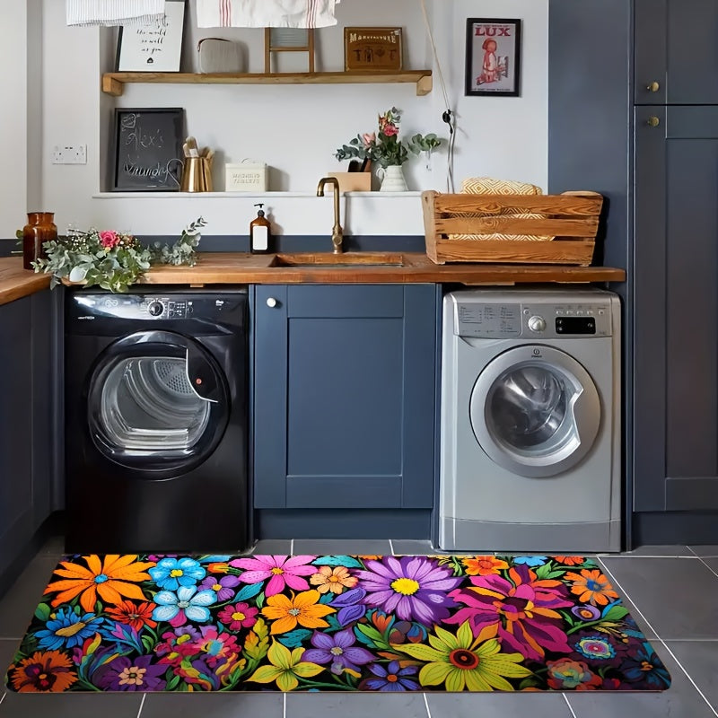Vibrant Floral Kitchen Mat – Soft, Non-Slip & Machine Washable | 3 Sizes