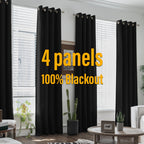 Blackout Curtains 4 Panel Set Grommet Textured for Bedroom & Living Room – 100% Room Darkening Thermal Insulated Luxury Drapes, 11 Colors & 5 Lengths