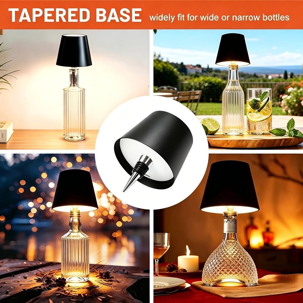 Wireless LED Bottle Lamp Touch Control USB Rechargeable 2400mAh IP44 Waterproof 3-Color Mood Light for Bedroom Bar Party Wedding Garden – Cordless Bottle Stopper Night Light