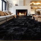 Memory Foam Area Rug Large Black Plush Thick Non-Slip Machine Washable – Soft Rectangular Mat for Bedroom & Living Room – Modern Minimalist Style, Multiple Sizes