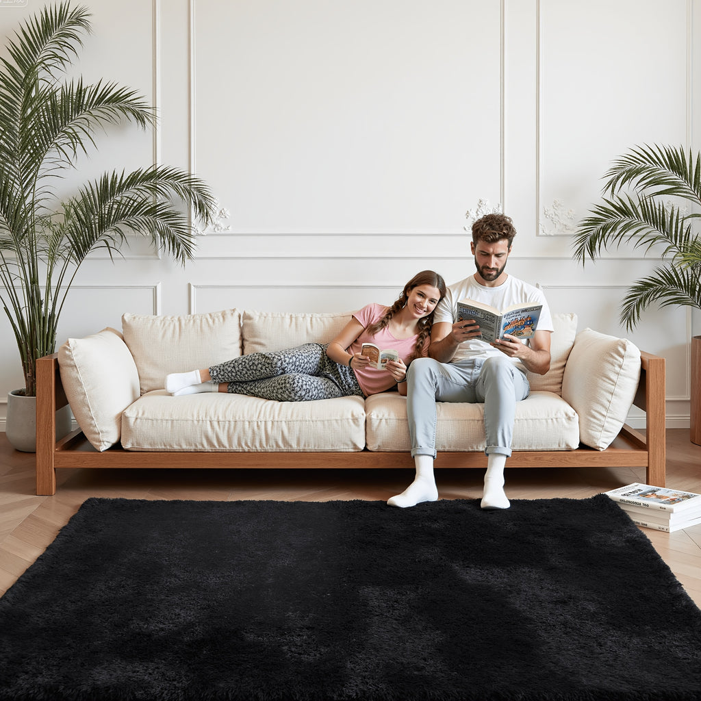 Fluffy Plush Area Rug 1.6 Inch Thick Non-Slip Machine Washable Polyester Tie Dye Rectangle Carpet for Living Room Bedroom Multiple Sizes and Colors