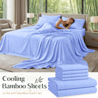 Cooling Bamboo Sheet Sets Deep Pocket 16 Inch Moisture-Wicking Breathable Soft 1800 Thread Count Fitted Sheet Twin Full Queen King All Season