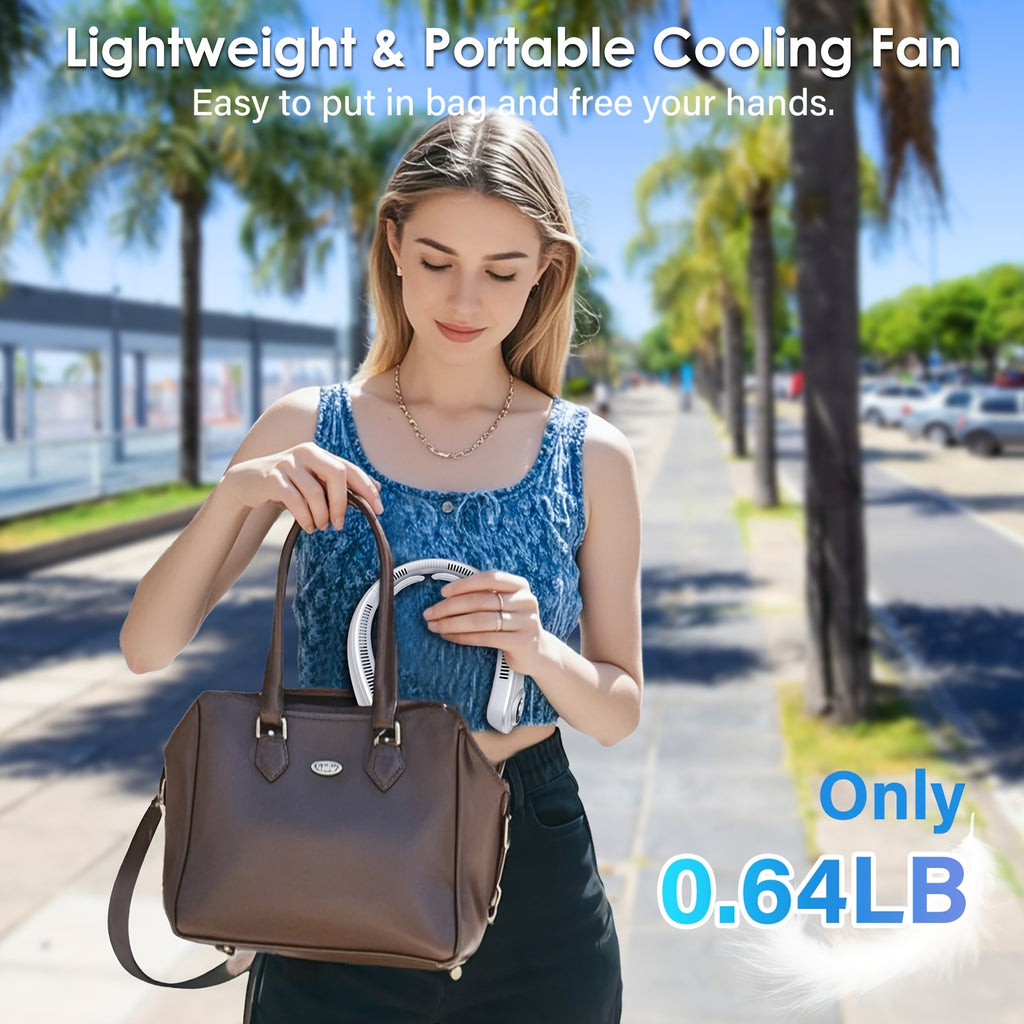 Neck Fan 5-Speed Bladeless Quiet 360 Airflow Rechargeable Personal Cooling Wearable Fan for Hot Flashes Travel Camping Amusement Park Home Office Outdoor Gift for Women Men Dark Blue