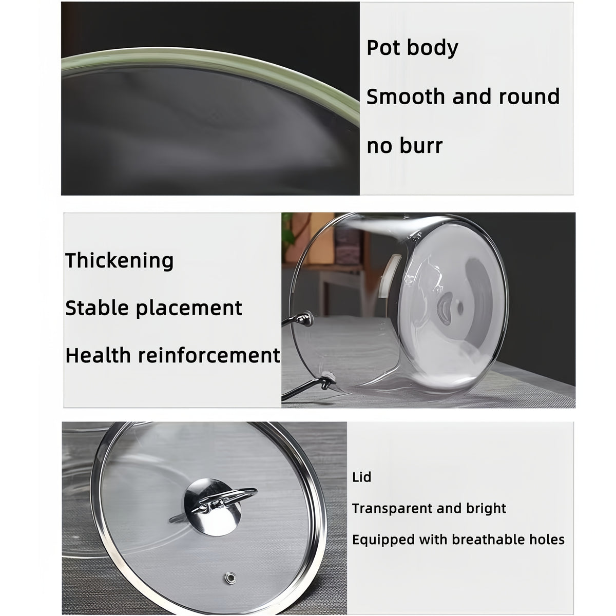 Stainless Steel Handle Glass Pot with Lid – Non-Stick Heat-Resistant Soup Stew Pot, Induction & Electric Ceramic Stove Compatible, 3.5L or 5.5L, Includes Insulation Pad & Scouring Pad