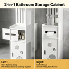 Large Capacity Bathroom Organizer Storage Cabinet with Toilet Paper Holder – Waterproof Dustproof Wall-Mount Bathroom Storage for Kitchen Bedroom Living Room Dining Room, Easy to Install