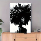 Framed Black & White Abstract Lady Canvas Wall Art Large Farmhouse Orange Halloween Decor – Decorative Painting for Living Room Bedroom, Unique Room Decor Gift, All Saints' Day