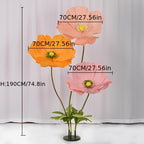 Giant Artificial Paper Peony Flowers Set of 3 – Large Paper Craft Floral Arrangements with Base Stems for Wedding, Birthday Party, Home Decor & Window Display