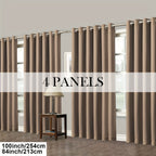 Room Darkening Blackout Curtains 4-Pack – Grommet Top Plain Weave Sun Blocking Drapes for Living Room & Bedroom, 9 Colors, 7 Size Options, Woven Polyester