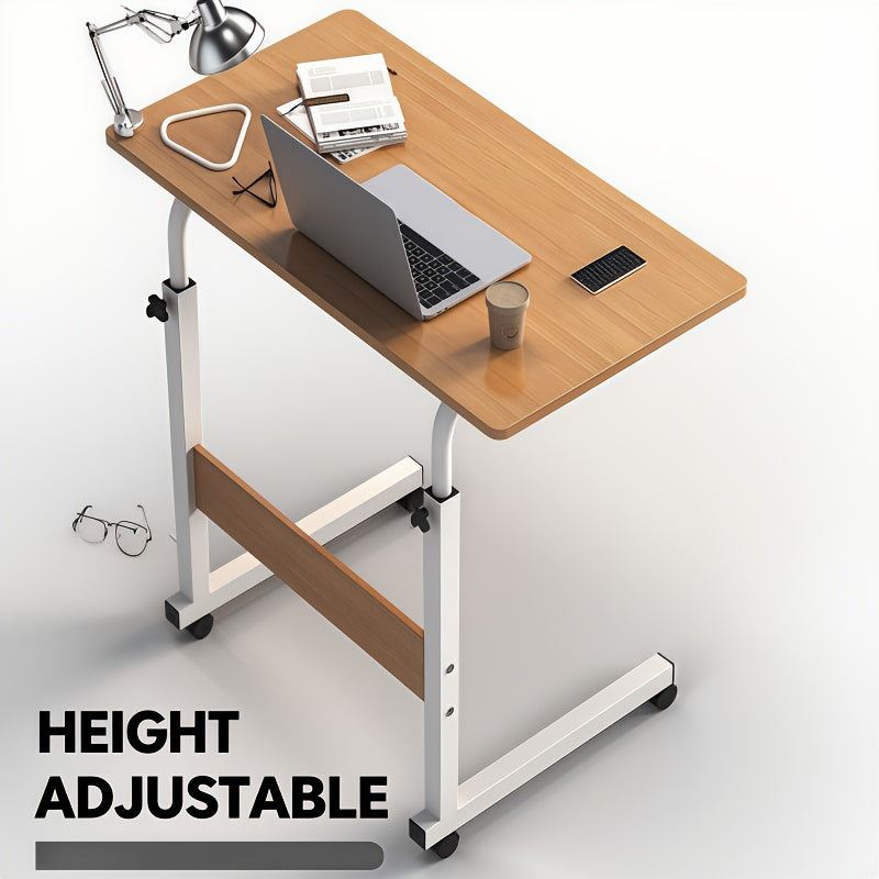 Rolling Laptop Desk Movable Adjustable Height 360 Degree Rotating Wheels Bedside Computer Desk for Bedroom Living Room Dormitory Multifunctional Student Writing Desk Multiple Colors