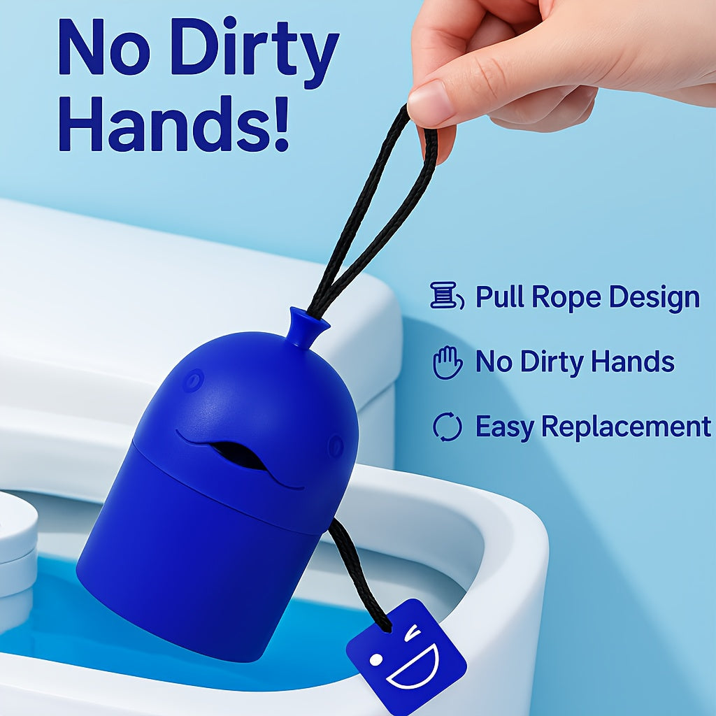 Cute Whale Toilet Tank Cleaner – Automatic Blue Freshener & Deodorizer Tablets, 1200 Flushes, Pine Scent, Fun Bathroom Accessory for Ceramic Toilets – Drop-In Tank Toilet Cleaning Tablet